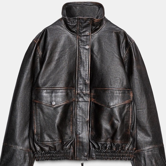 Zara Jackets & Blazers - Zara Dark Brown Leather Jacket